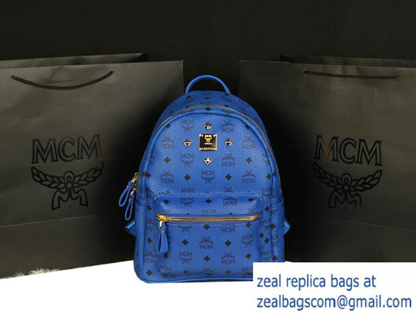 High Quality Replica MCM Stark Backpack Large in Calf Leather 8004 Blue - Click Image to Close